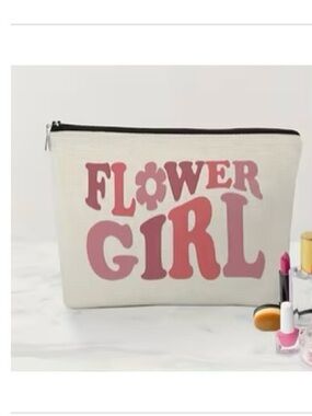 Flower Girl Pink Canvas Zip Pouch